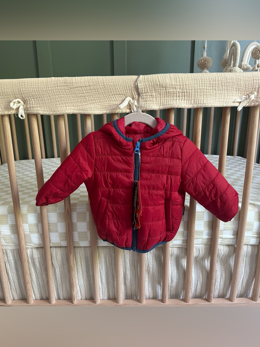 Essentials Red Hooded Puffer Jacket for Baby 3-6 months